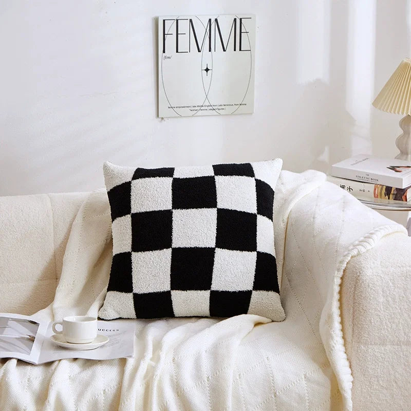ILVISEST 18x18 Checkered Throw Pillow Covers, Soft Plush, 2-Pack