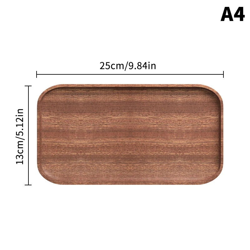 Wooden tray with dimensions labeled on a white background