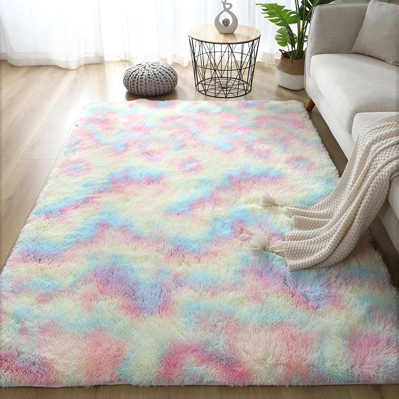 White Fluffy Rug Soft Non-Slip Modern Bedroom & Living Room Carpet