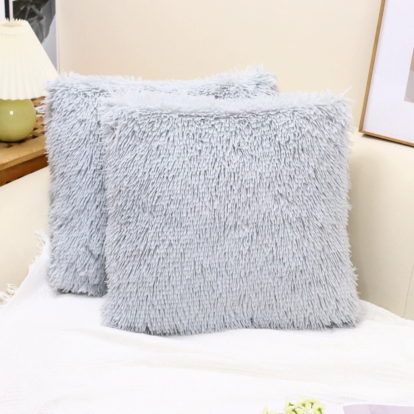 ILVISEST Luxury Faux Fur Cushion Covers, 18x18 Inch, 2-Pack