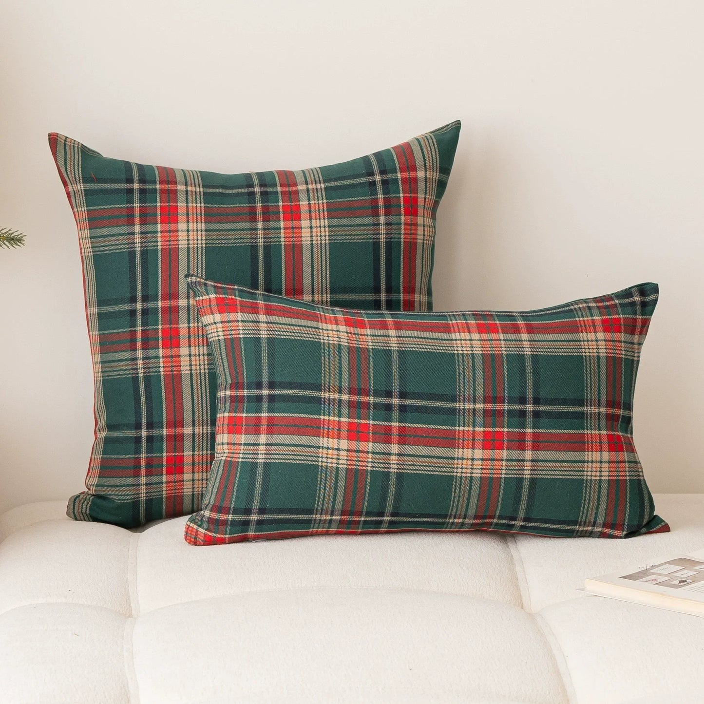 Fall Scottish Tartan Plaid Throw Pillow Covers Set of 2