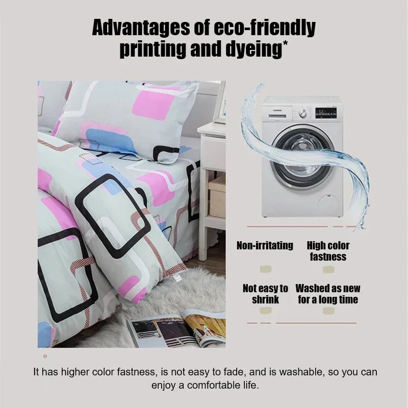 Geometric Printed Bedding Quilt Cover – Soft Breathable Bed Sheet