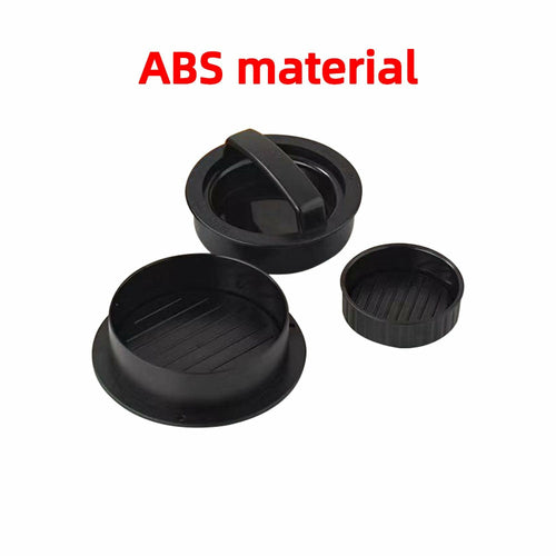 Three black plastic components with 'ABS material' text on a white background