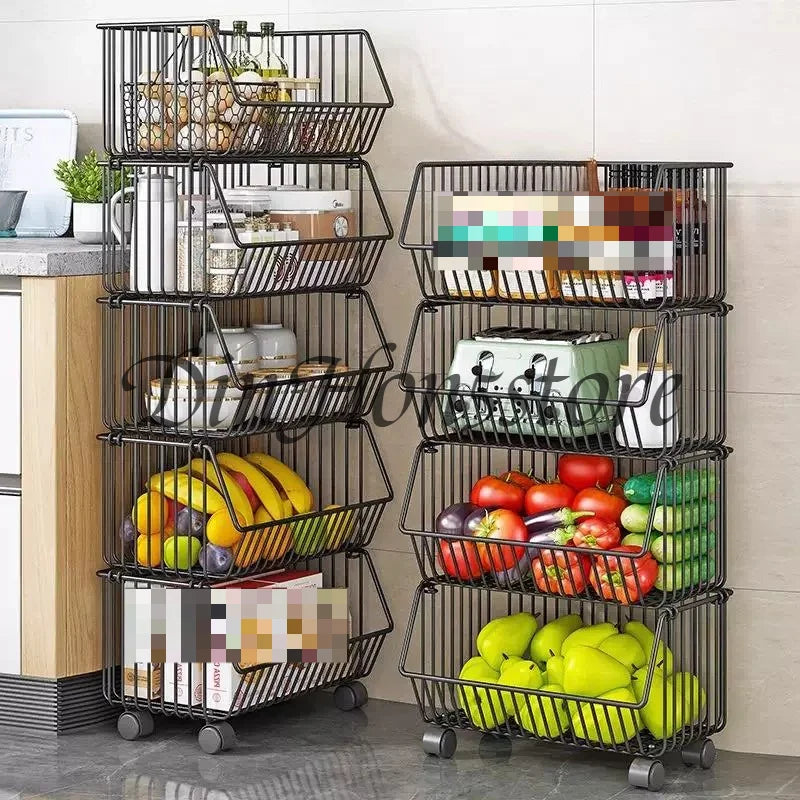 Multi-Layer Rolling Storage Cart – Movable Kitchen Fruit & Vegetable Organizer