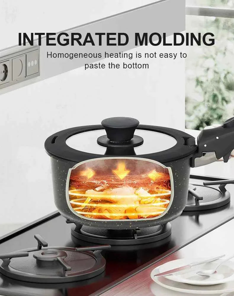 DONNOR Kitchen Pots Set and Pans Cookware Set  Aluminum Pot Set Induction Suitable for Fried Egg Pancakes Safe Non-stick Pot