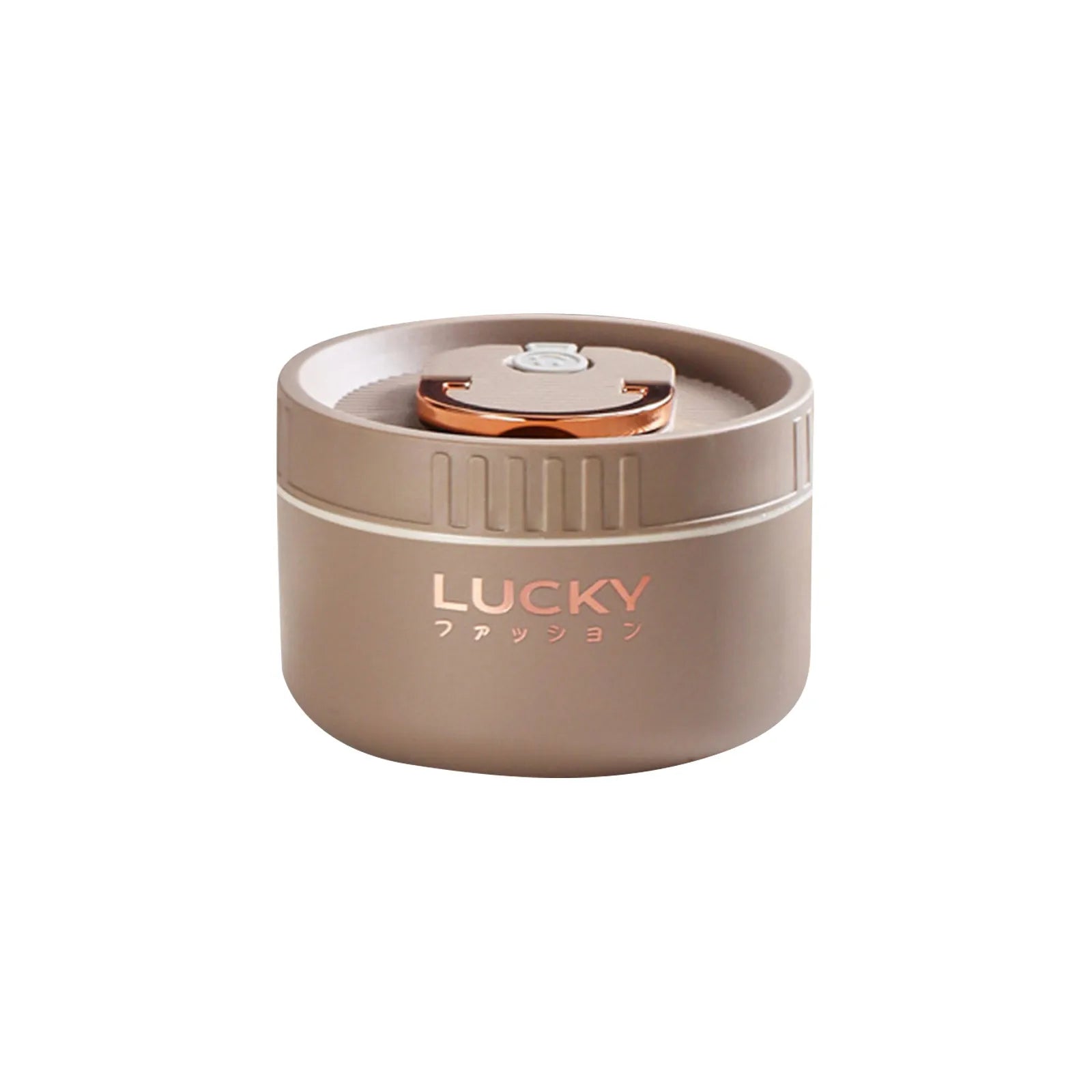 Brown camping stove with 'Lucky' branding on a white background