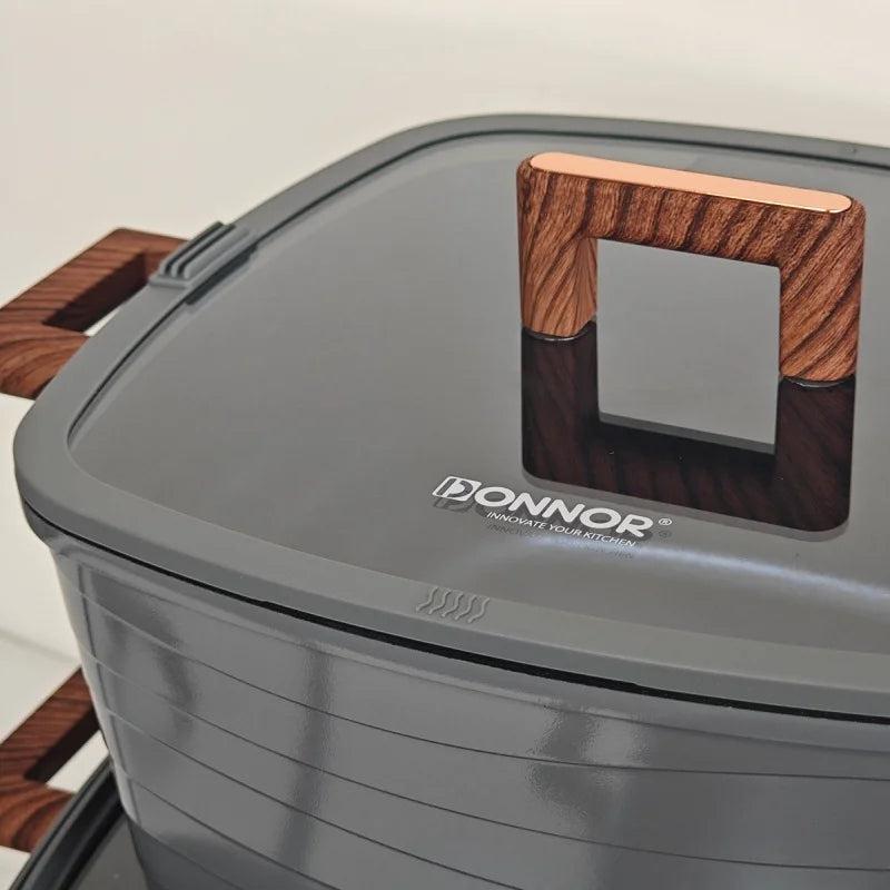 DONNOR 15-Piece Aluminum Nonstick Square Cookware Pot Set with Lids