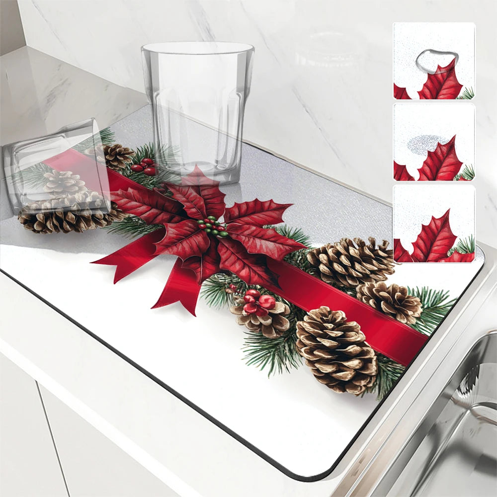 Absorbent Coffee & Dish Drying Mat Quick Dry Kitchen Drain Pad