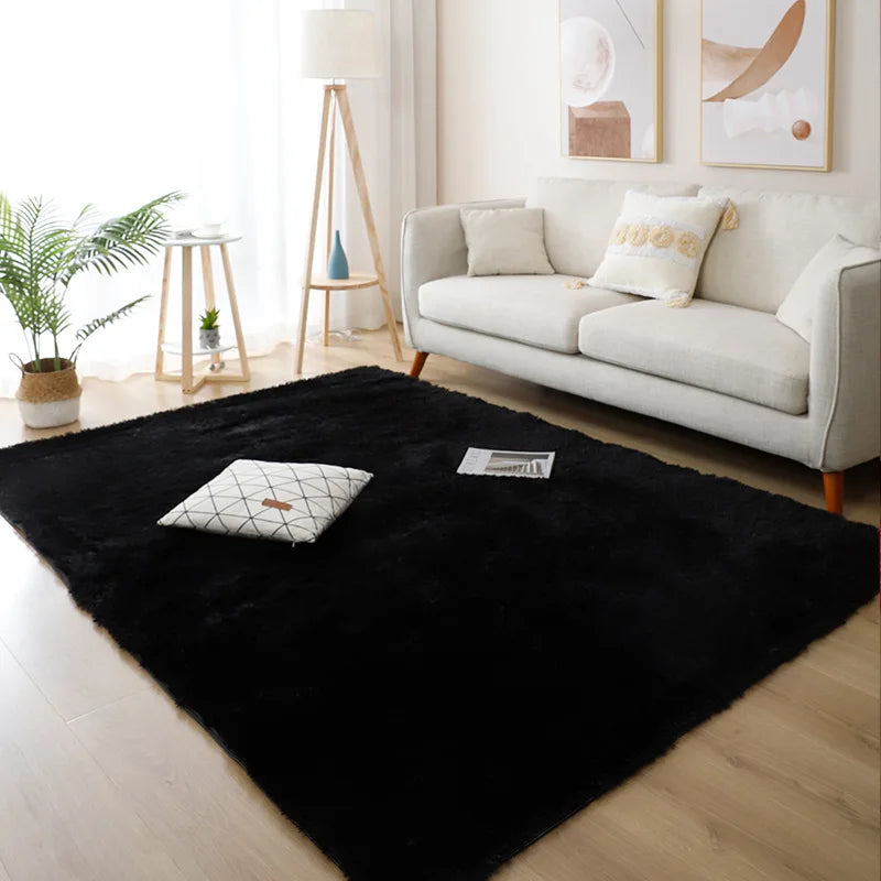 White Fluffy Rug Soft Non-Slip Modern Bedroom & Living Room Carpet