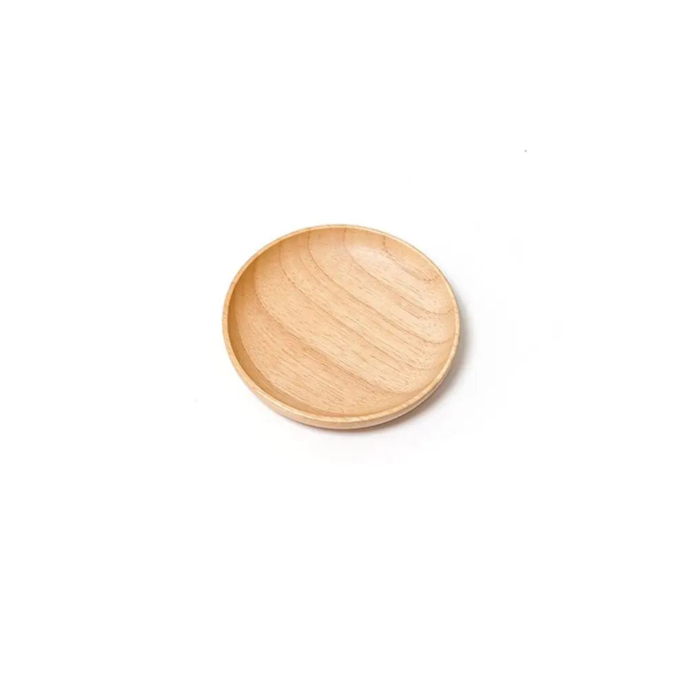 Eco-Friendly Rubber Wood Round Plate – Handmade Snack, Dessert Tray
