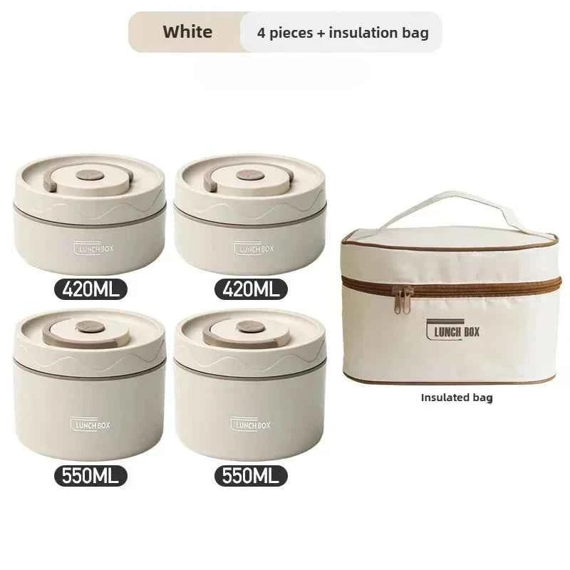 Lunch/Snack Box for Thermal, Stackable 2-Tier stainless steel Insulated Bento Box with Cutlery set for Adult Kids Men Women