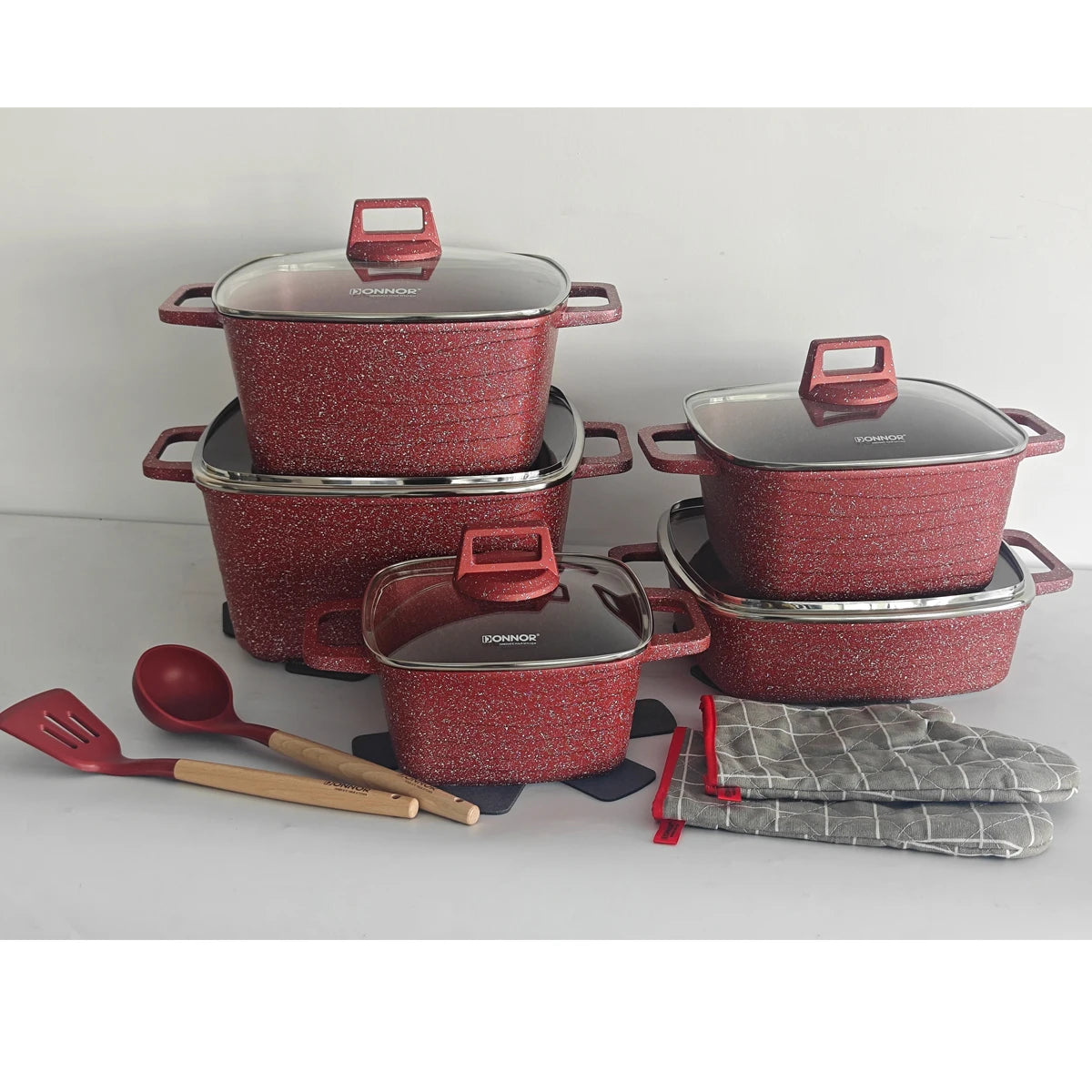DONNOR Eco-Friendly Granite Non-Stick Cookware Set for Gas & Induction