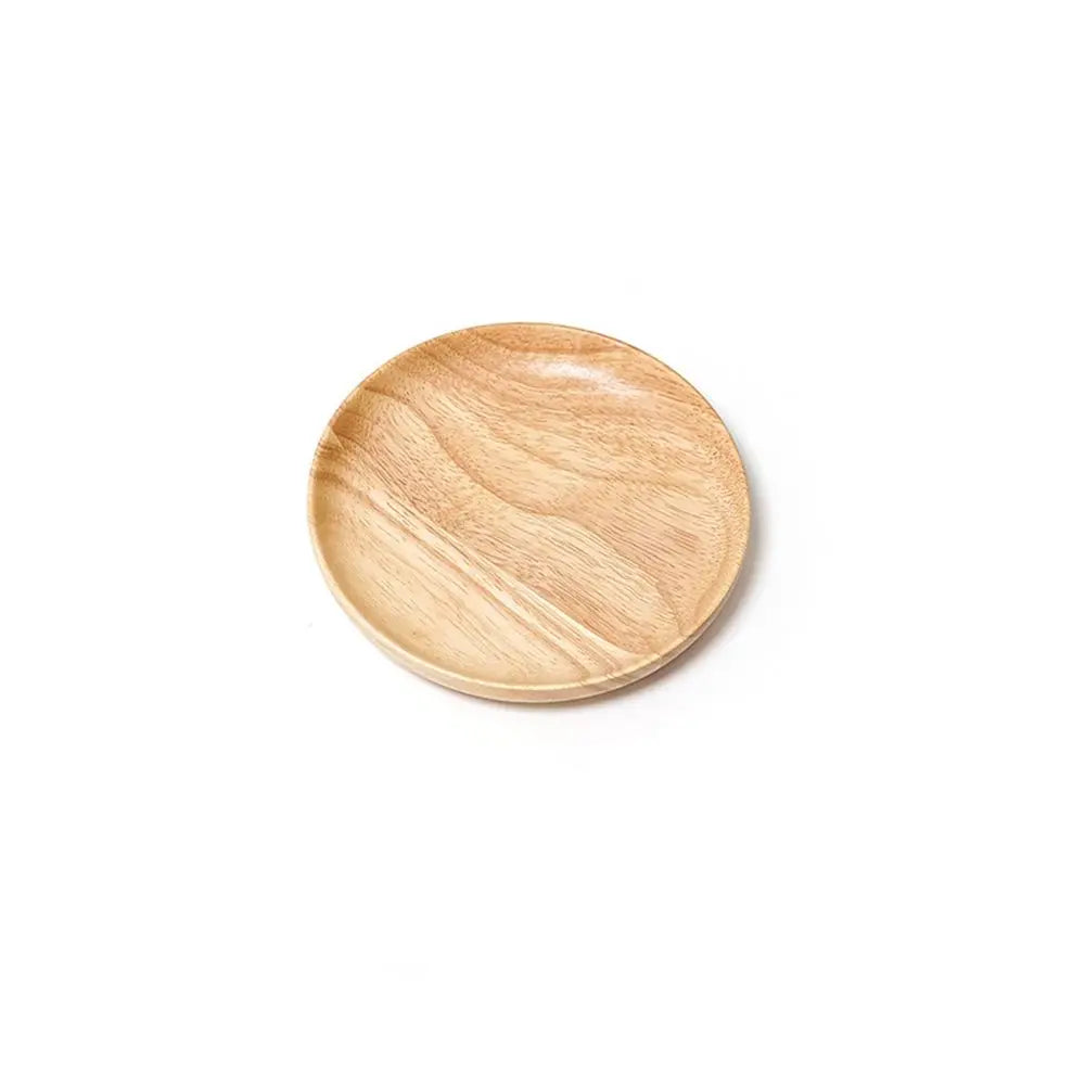 Eco-Friendly Rubber Wood Round Plate – Handmade Snack, Dessert Tray