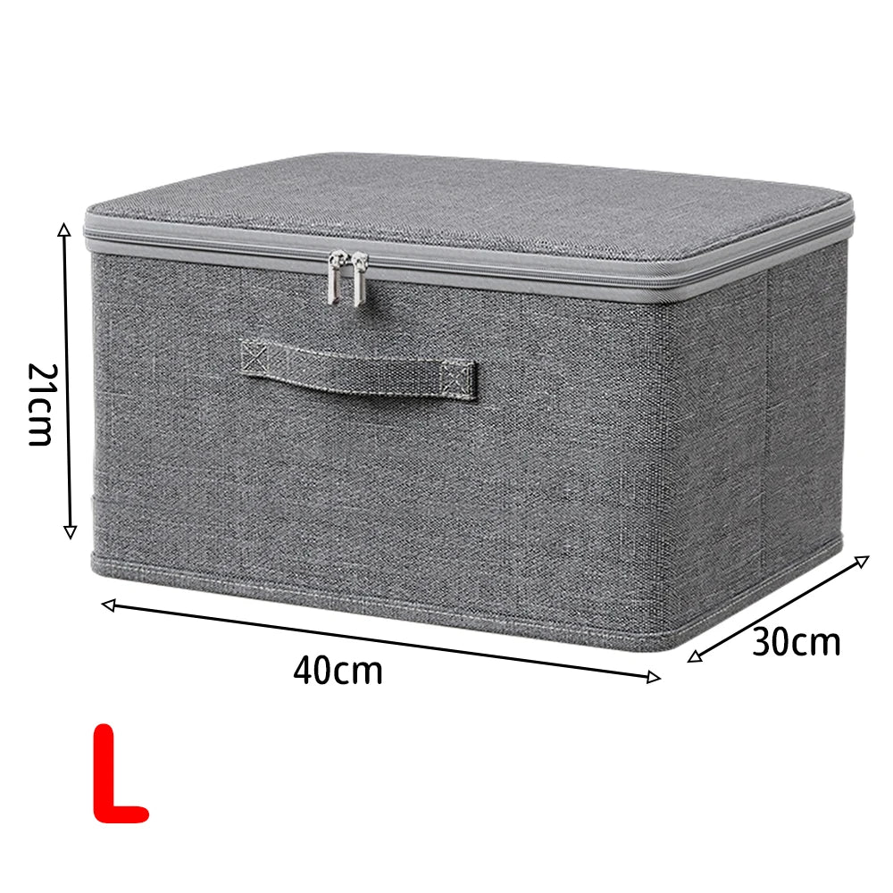 Foldable Clothes Storage Box with Cover Large Zippered Quilt Organizer