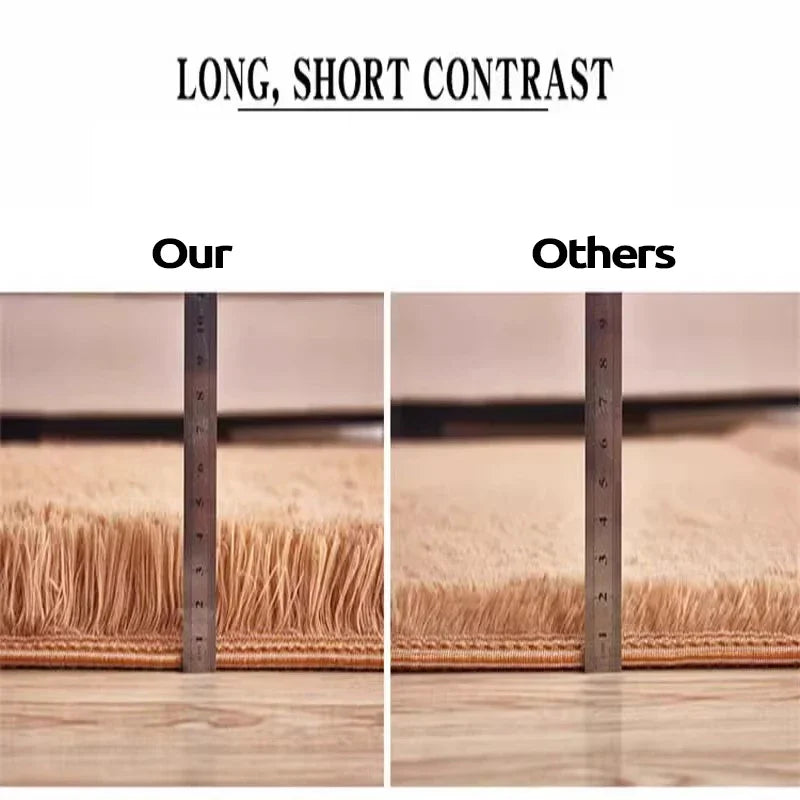 Shaggy Gray Area Rug Soft Long Pile Non-Slip Carpet for Living Room