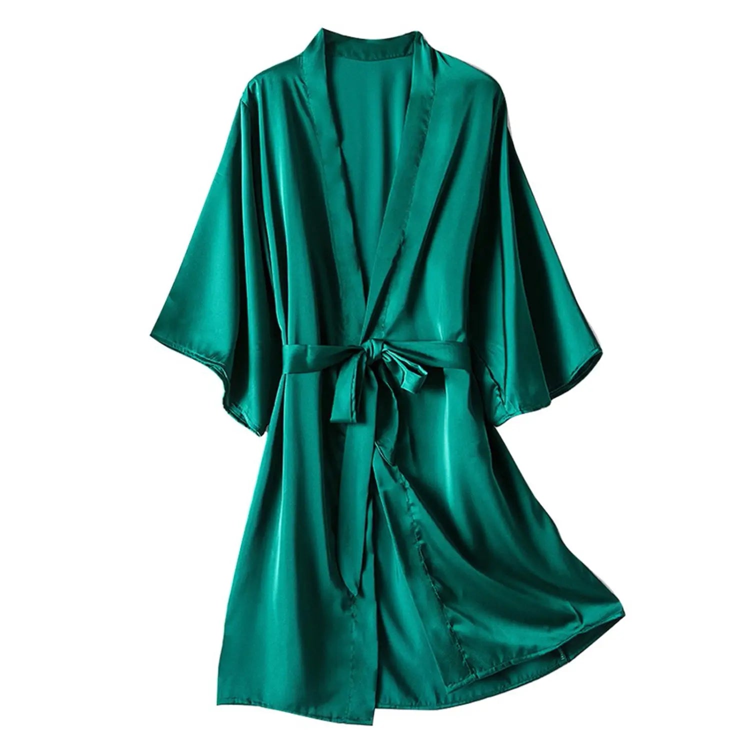 Women’s Satin Kimono Robe Set – Short Mini Nightgown Polyester Sleepwear Bridal Wedding Gift Casual Lingerie Nightwear