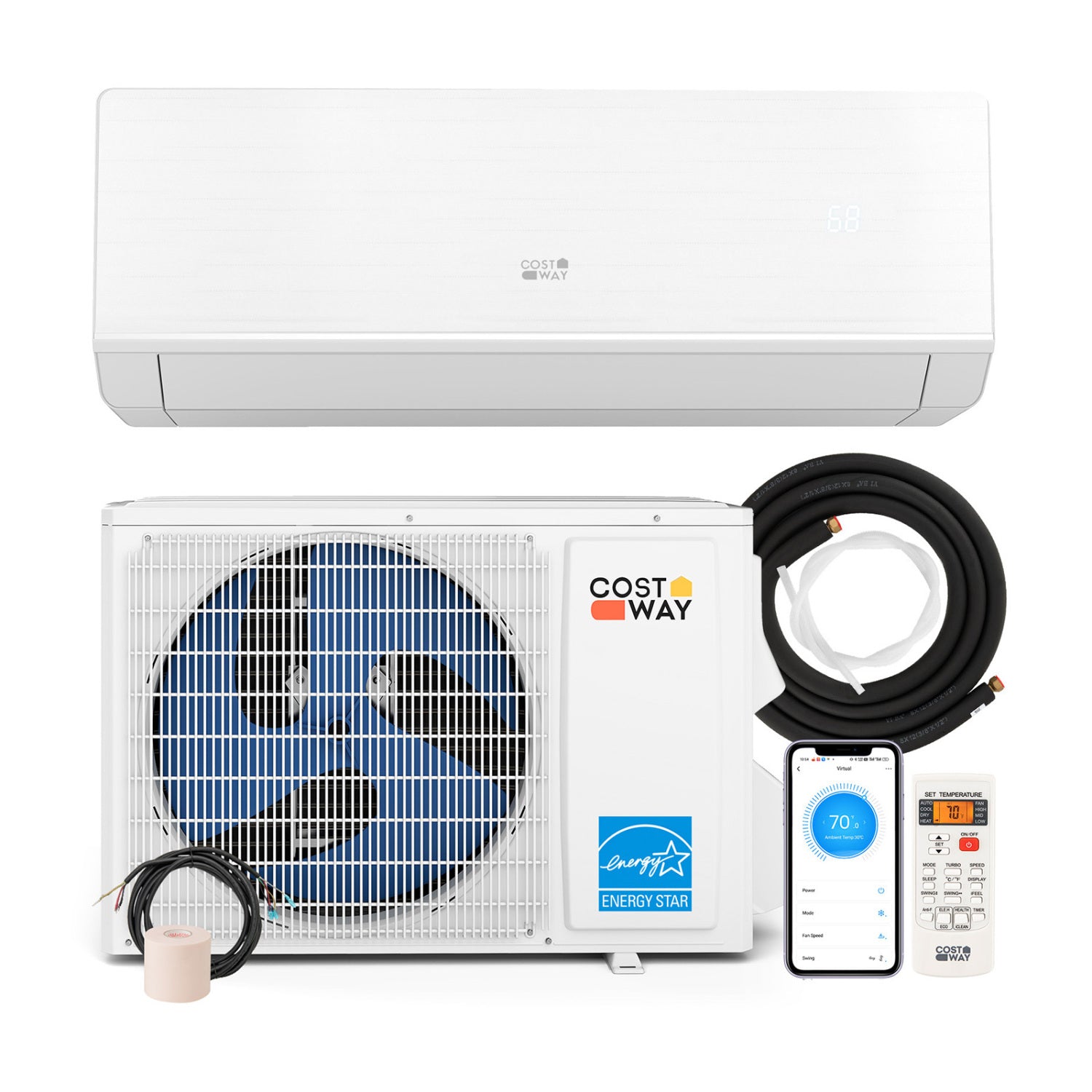 ENERGY STAR Certified 12000 BTU 24 SEER2 115V Mini Split AC with Bracket Heating at -25„ƒ