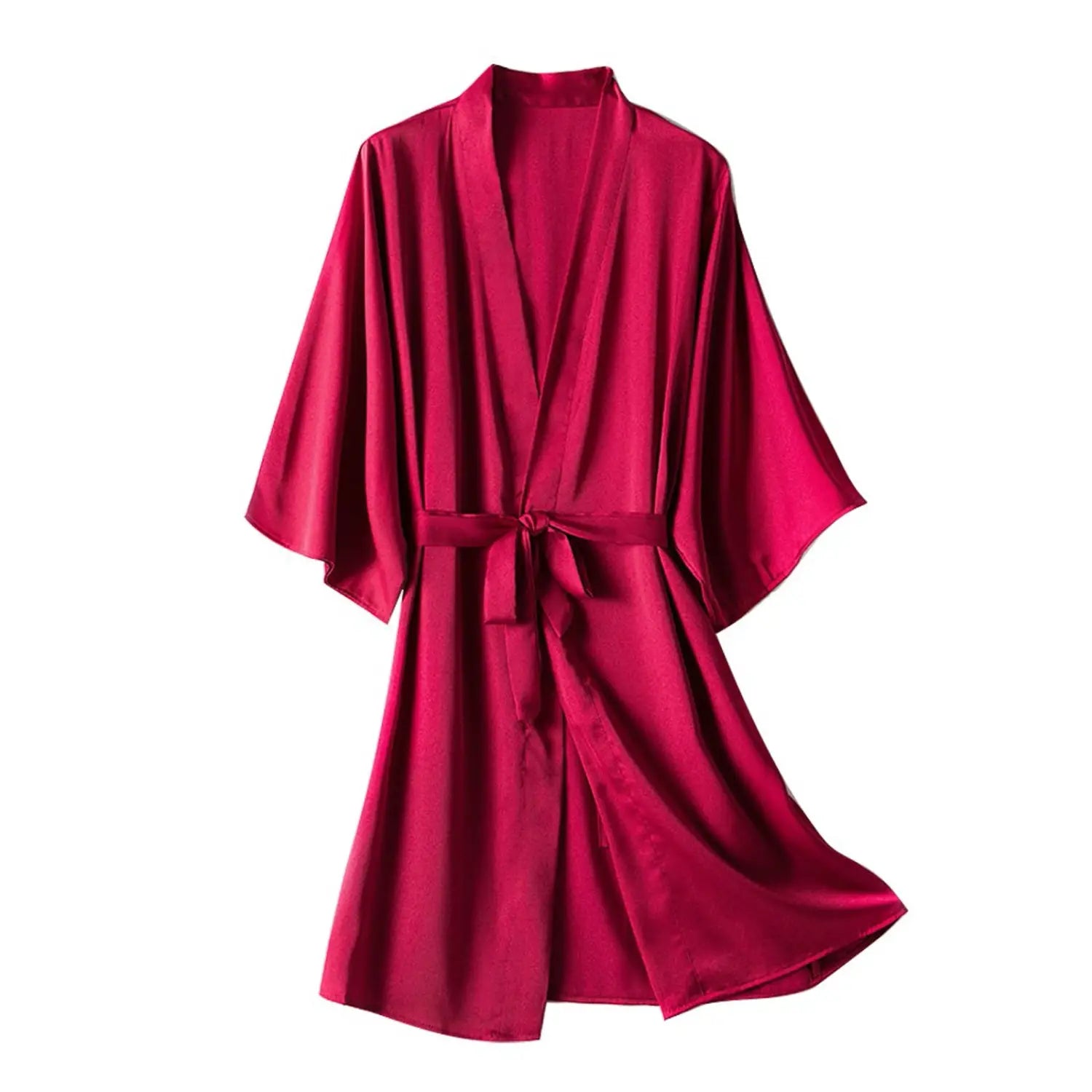 Women’s Satin Kimono Robe Set – Short Mini Nightgown Polyester Sleepwear Bridal Wedding Gift Casual Lingerie Nightwear