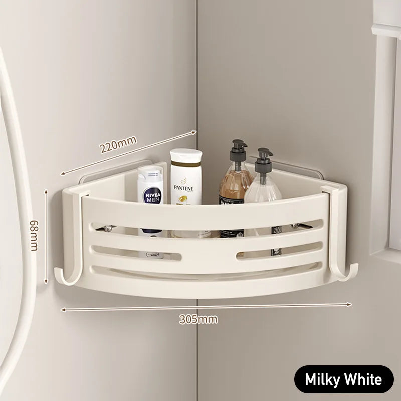 White Bathroom Shelf Wall Mount, Self-Adhesive No Drilling Caddy