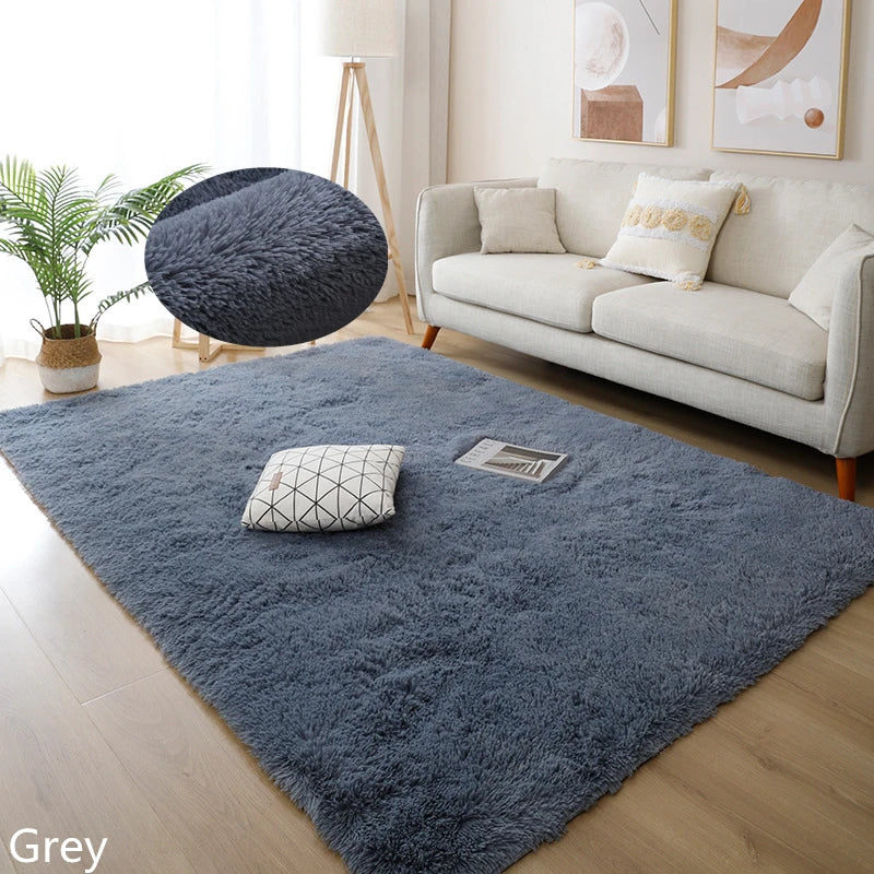 White Fluffy Rug Soft Non-Slip Modern Bedroom & Living Room Carpet
