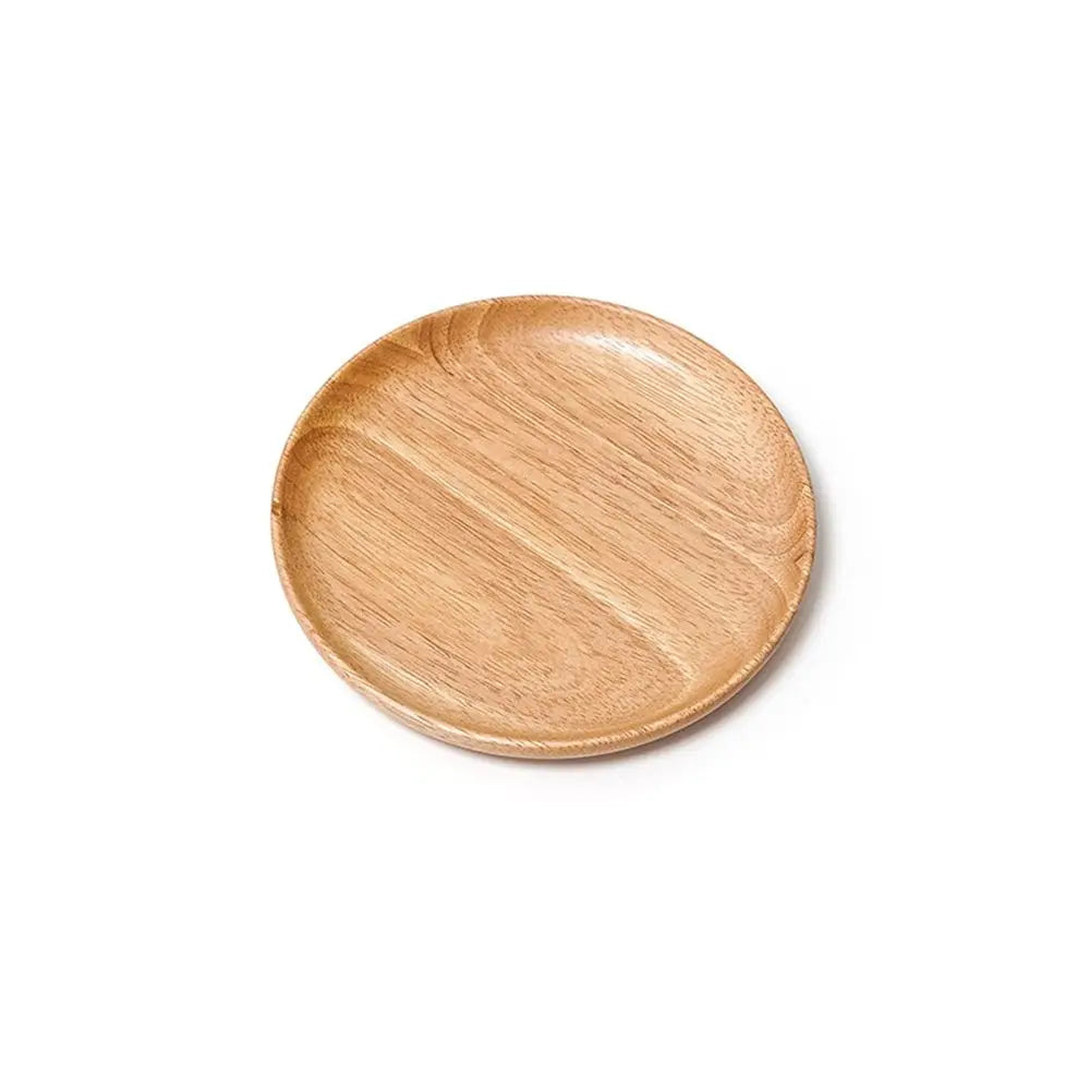 Eco-Friendly Rubber Wood Round Plate – Handmade Snack, Dessert Tray