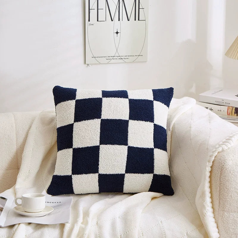 ILVISEST 18x18 Checkered Throw Pillow Covers, Soft Plush, 2-Pack