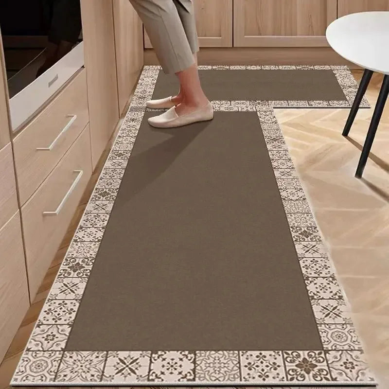 Modern PVC Kitchen Carpet Non-Slip Waterproof Oil-Proof Leather Mat