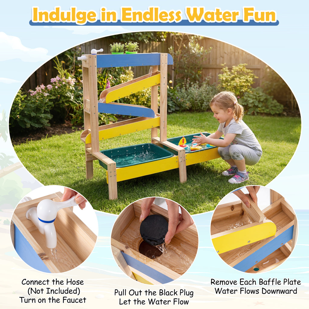 Sand and Water Table for Toddlers with 2 Water Basins-Multicolor