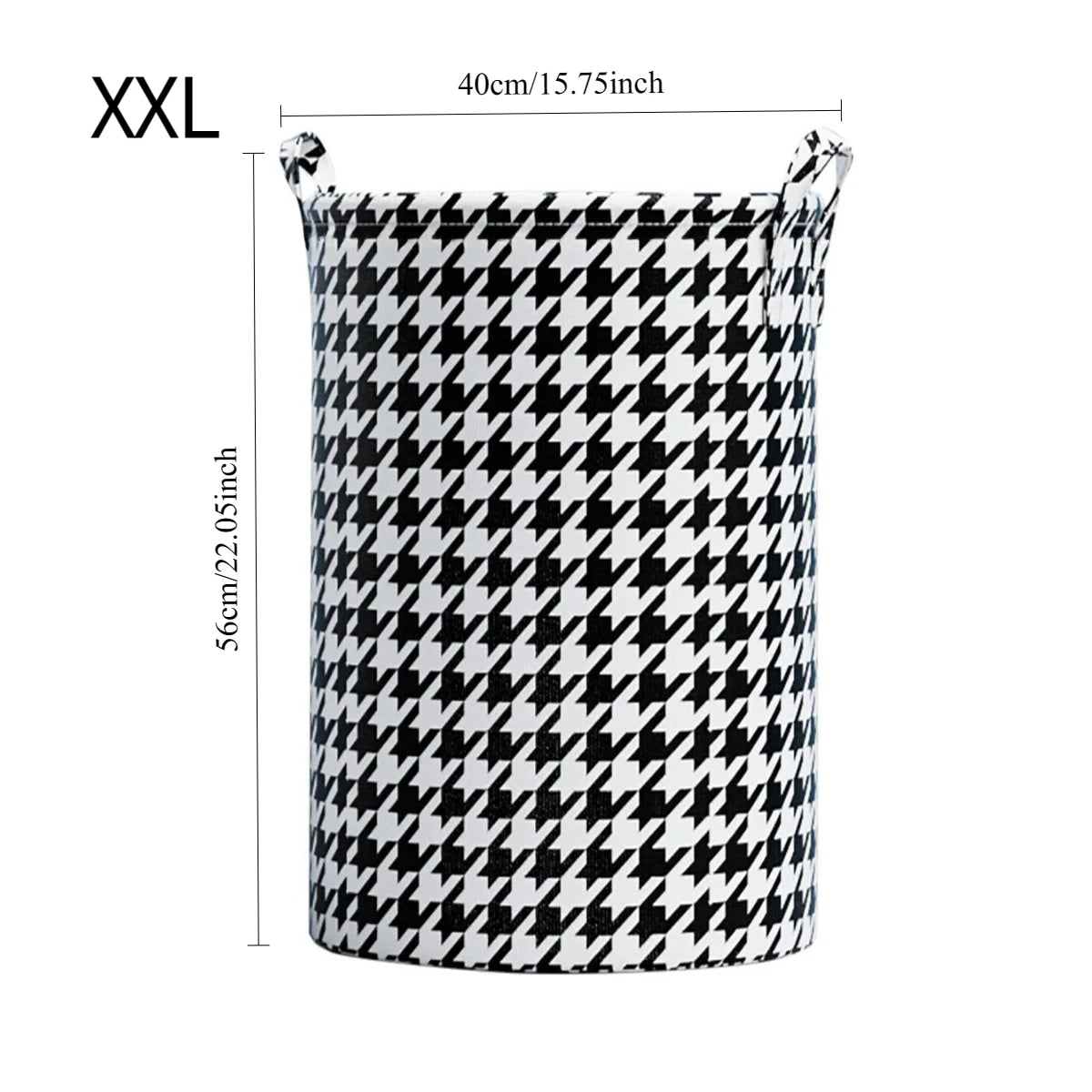 Foldable Laundry Basket with Handles Houndstooth Fabric Storage Bin