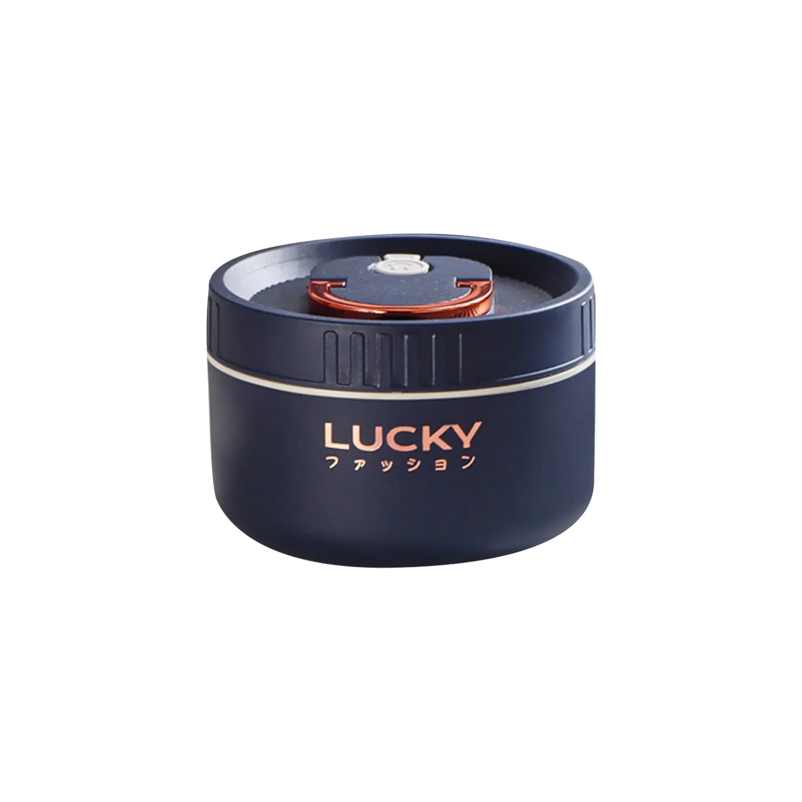 Navy blue container with 'Lucky' branding on a white background