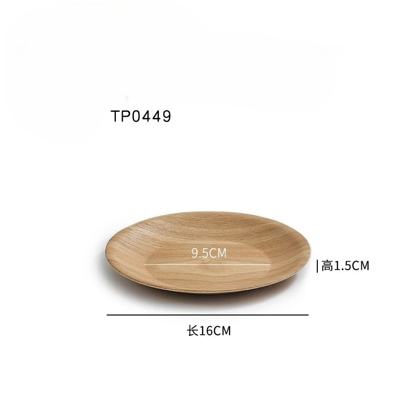 Round Solid Wood Dining Plate –Water Chestnut Tray for Dessert & Coffee