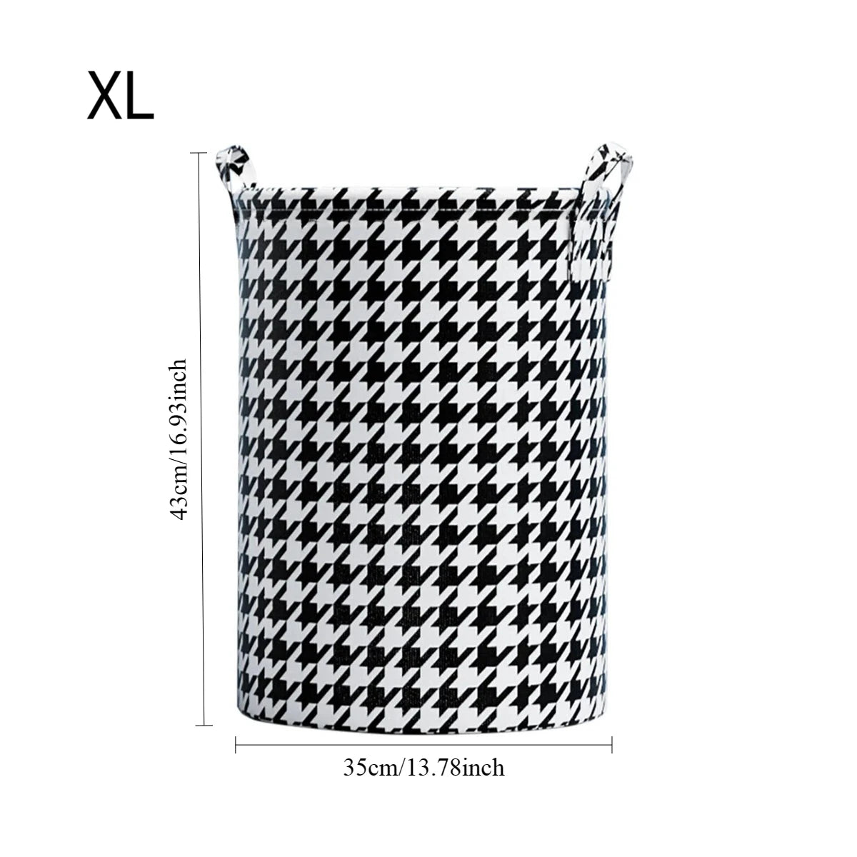 Foldable Laundry Basket with Handles Houndstooth Fabric Storage Bin