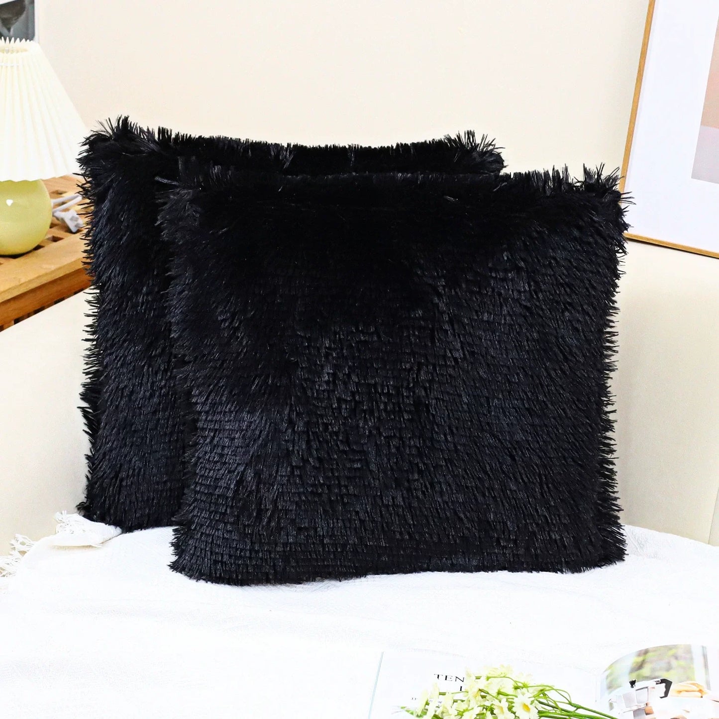 ILVISEST Luxury Faux Fur Cushion Covers, 18x18 Inch, 2-Pack