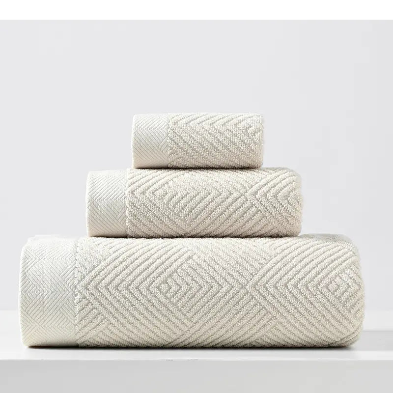 3‑Piece 100% Cotton Bath Towel Set – Soft Quick‑Dry Highly Absorbent Combed Cotton Towels (70×140 cm) for Bathroom