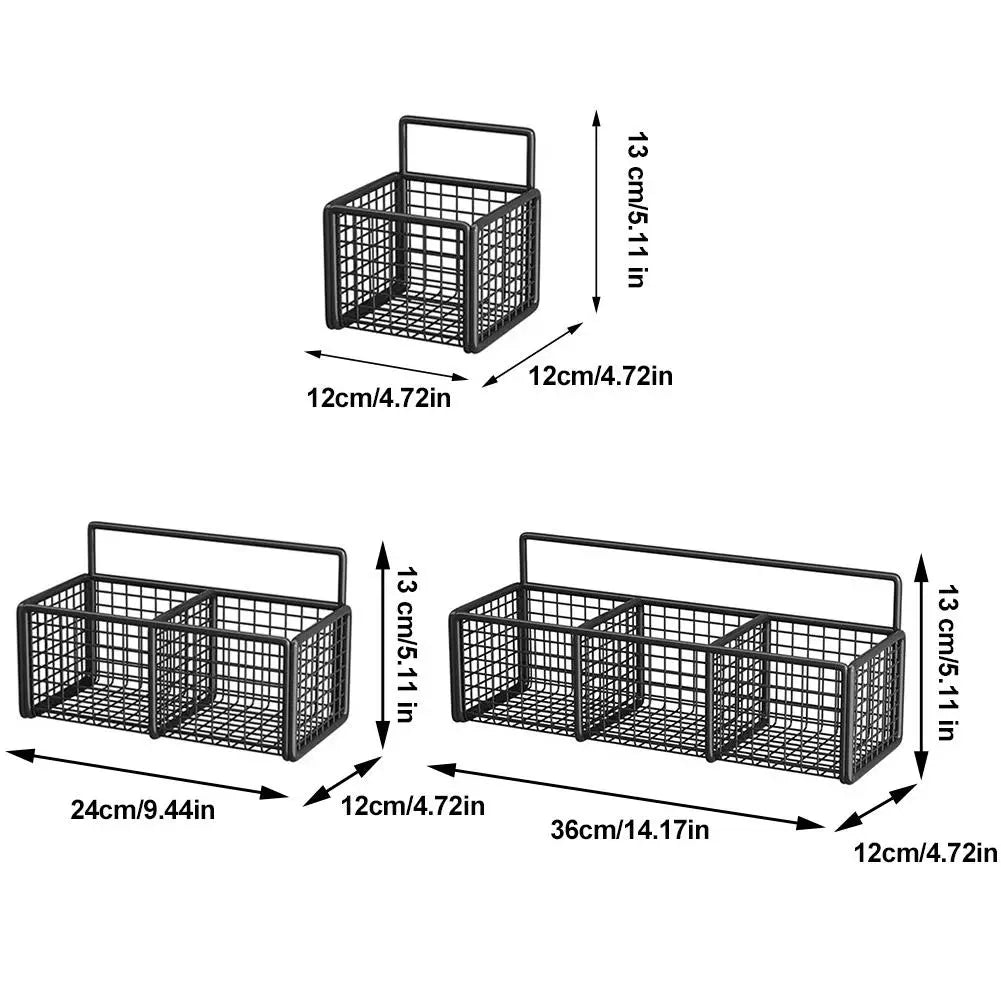 Kitchen Storage Baskets with 1/2/3 Compartments Punch-Free Spice Rack Wall Mount Ginger Garlic Separation Storage