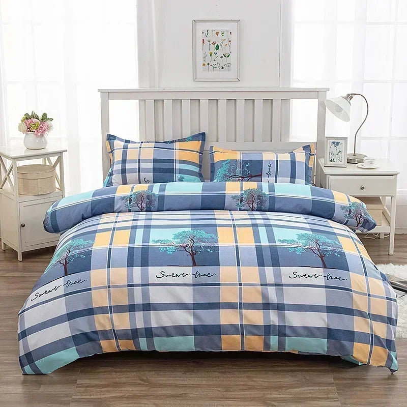 Geometric Printed Bedding Quilt Cover – Soft Breathable Bed Sheet