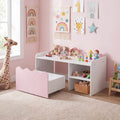 Scalloped Kids Bookshelf and Toy Storage Organizer for Playroom-Pink