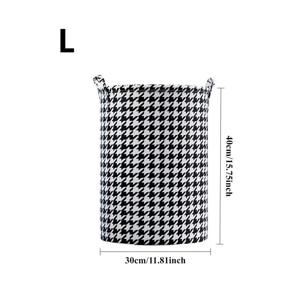 Foldable Laundry Basket with Handles Houndstooth Fabric Storage Bin