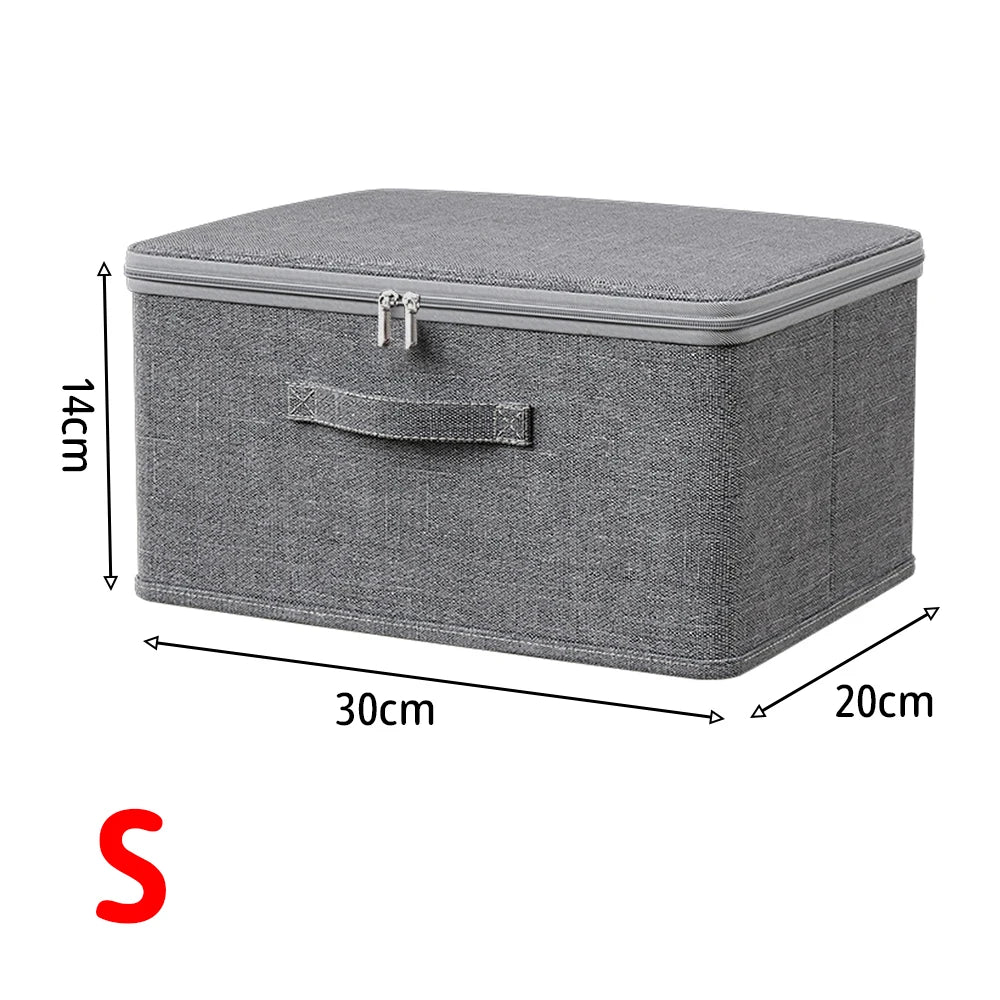 Foldable Clothes Storage Box with Cover Large Zippered Quilt Organizer