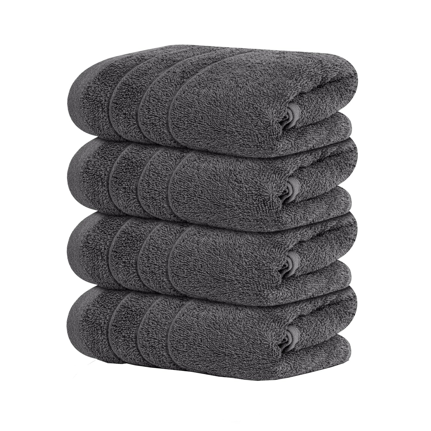 Stack of gray towels on a white background