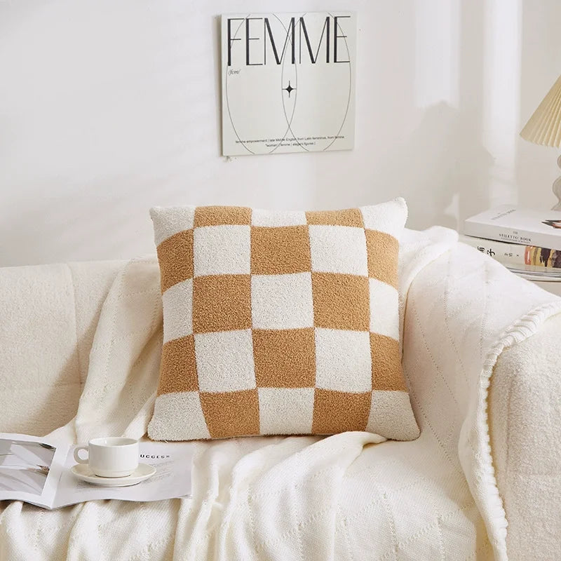 ILVISEST 18x18 Checkered Throw Pillow Covers, Soft Plush, 2-Pack
