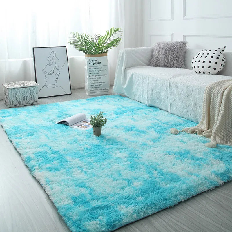 White Fluffy Rug Soft Non-Slip Modern Bedroom & Living Room Carpet