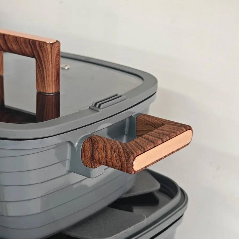 DONNOR 15-Piece Aluminum Nonstick Square Cookware Pot Set with Lids