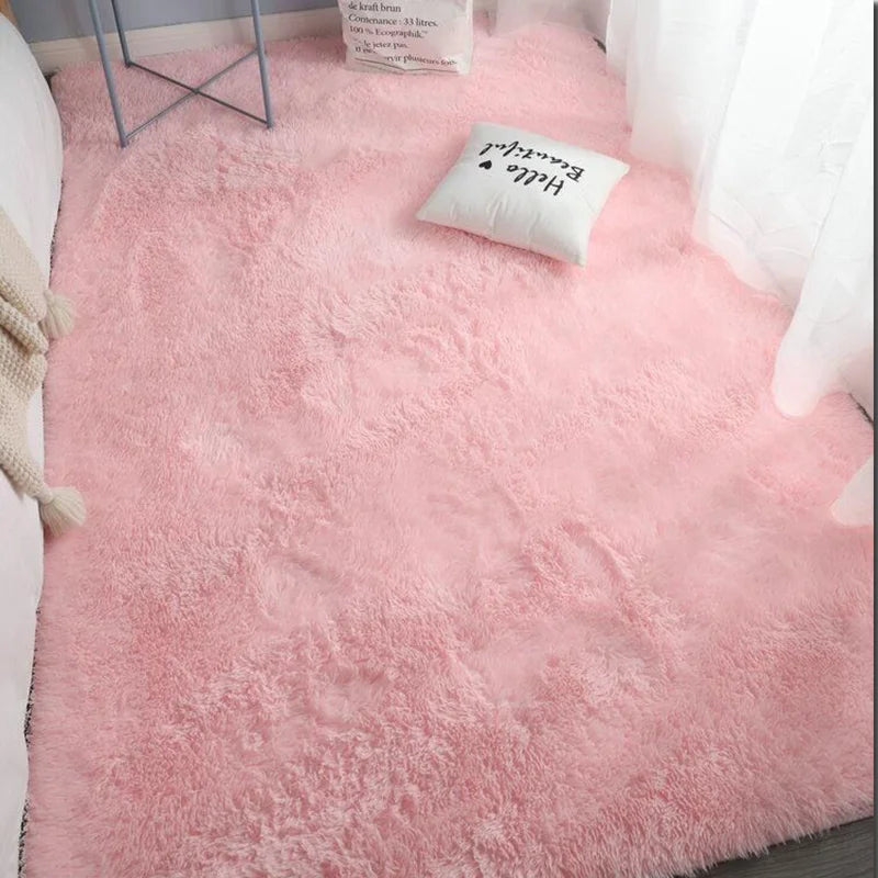 Shag Silk Wool Carpet Non-Slip Plush Rug for Bedroom & Living Room