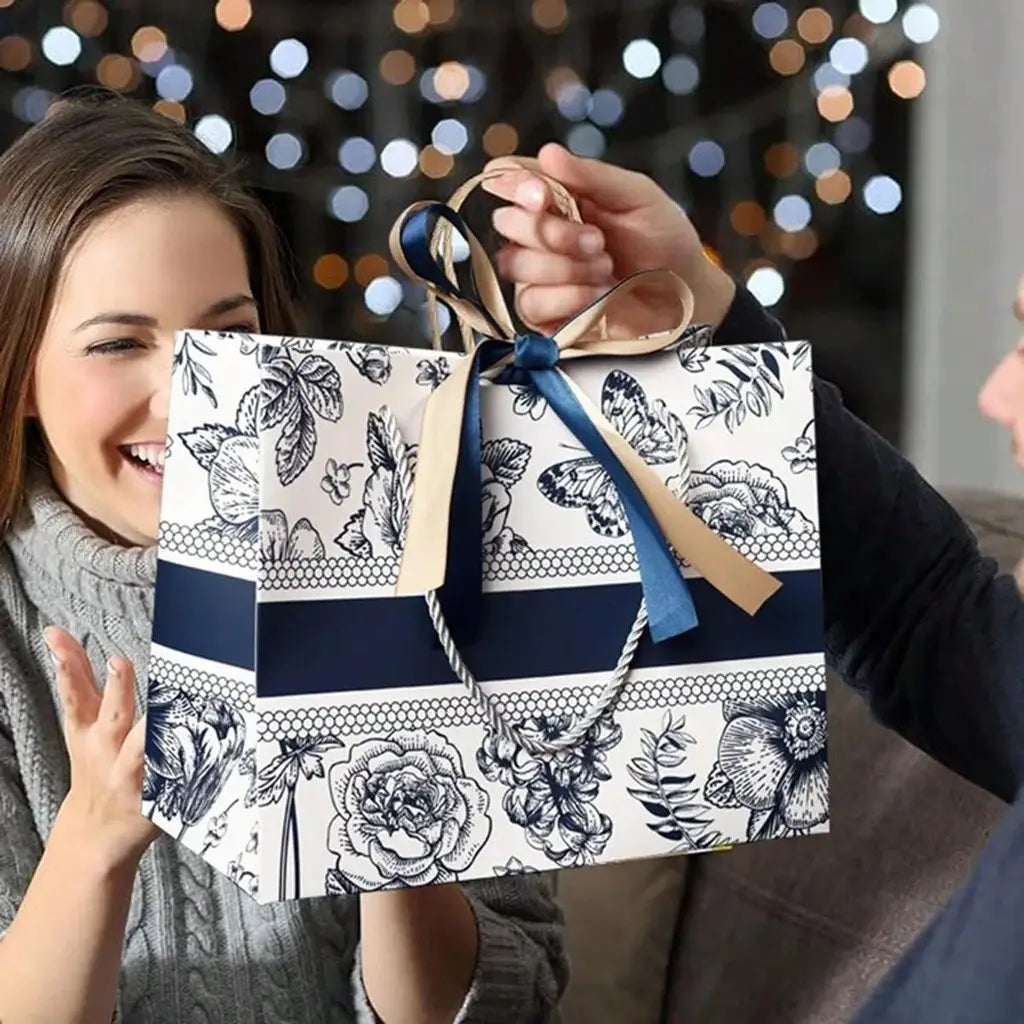 Flower Gift Bags with Handles – Decorative Paper Tote Bags
