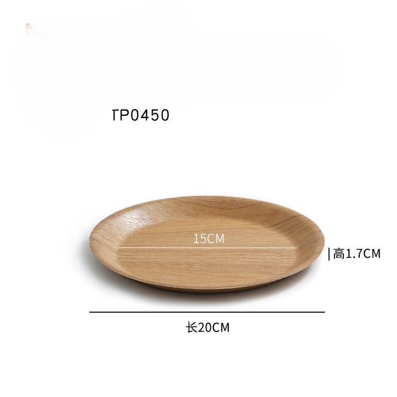 Round Solid Wood Dining Plate –Water Chestnut Tray for Dessert & Coffee