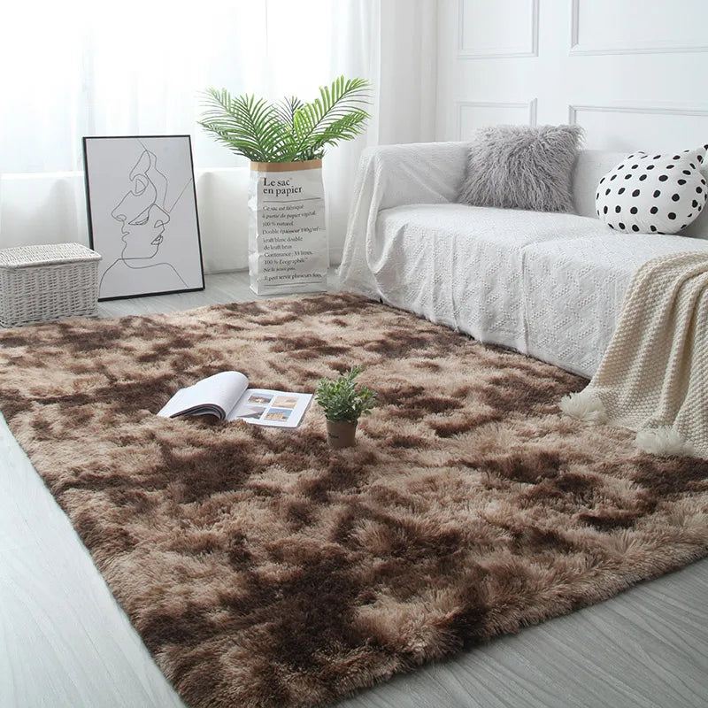 White Fluffy Rug Soft Non-Slip Modern Bedroom & Living Room Carpet