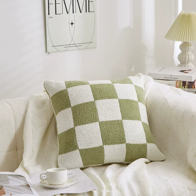 ILVISEST 18x18 Checkered Throw Pillow Covers, Soft Plush, 2-Pack