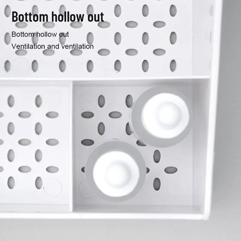 White plastic component with circular holes and text indicating 'Bottom hollow out' on a white background.
