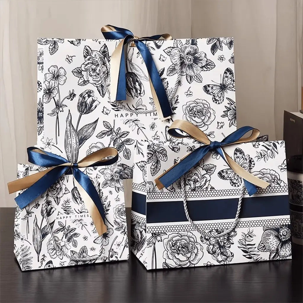 Flower Gift Bags with Handles – Decorative Paper Tote Bags